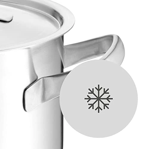 WMF Gourmet Plus Kochtopf groß 20cm, Metalldeckel mit Dampföffnung, Fleischtopf Induktion 3,9l, Cromargan Edelstahl mattiert, Nudeltopf mit Innenskalierung
