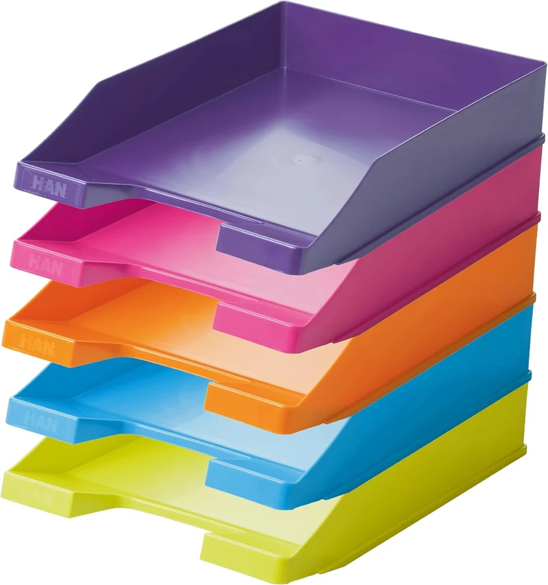 HAN Briefablage · 34,8L x 25,5B x 6,5H cm · [Limette, Pink, Violett, Hellblau, Orange]