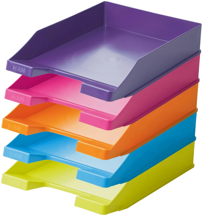 HAN Briefablage · 34,8L x 25,5B x 6,5H cm · [Limette, Pink, Violett, Hellblau, Orange]