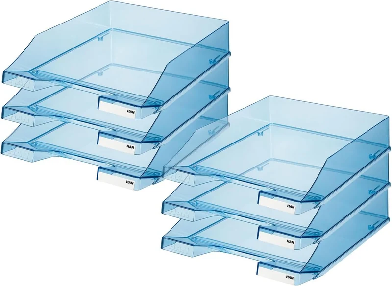 HAN Briefablage · 35L x 26B x 7H cm · Transparent-blau