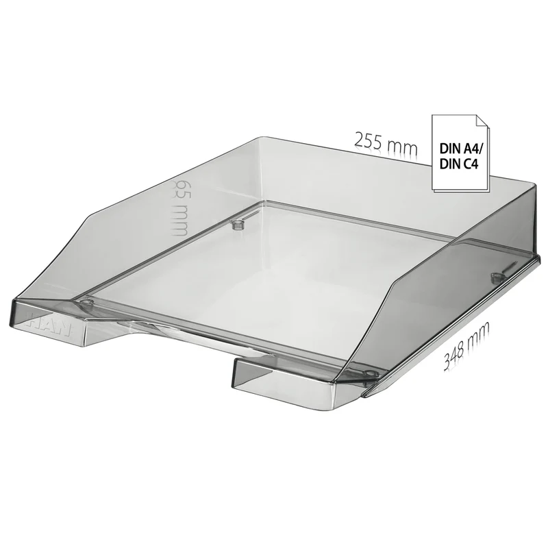HAN Briefablage · 35L x 26B x 7H cm · Transparent-blau