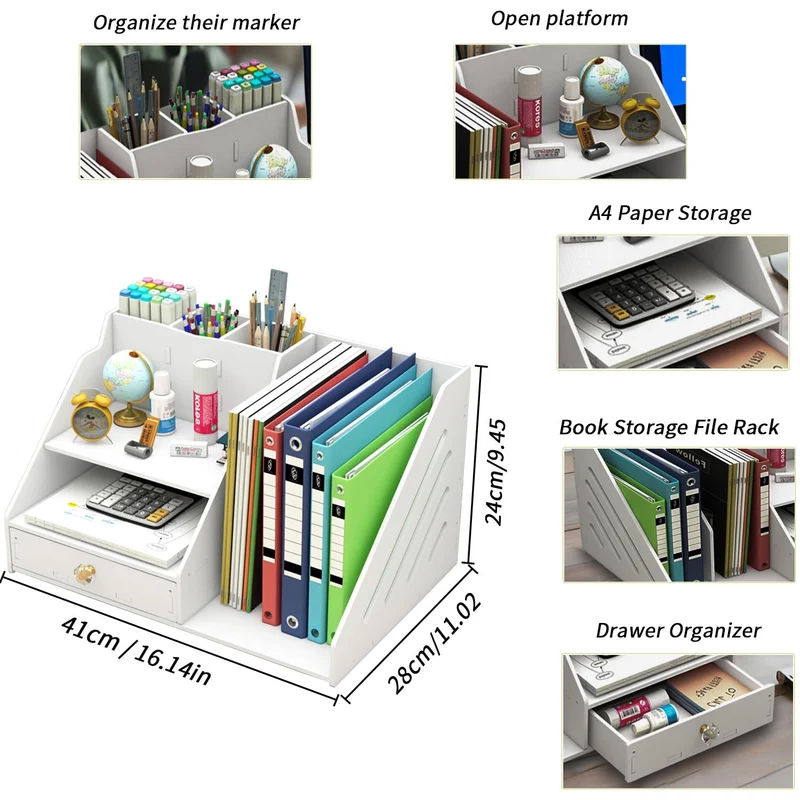 Kaishuai Schreibtisch-Organizer · 28T x 41B x 34H cm · Weiß