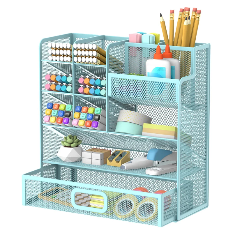 SUPEASY Schreibtisch-Organizer · 25,5L x 10B x 22,5H cm · Blau
