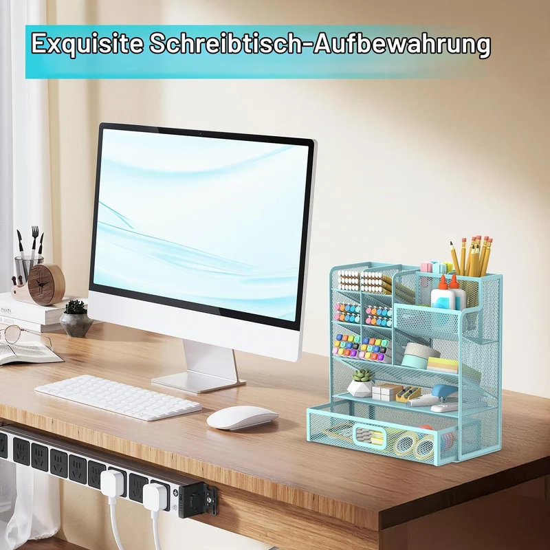 SUPEASY Schreibtisch-Organizer · 25,5L x 10B x 22,5H cm · Blau