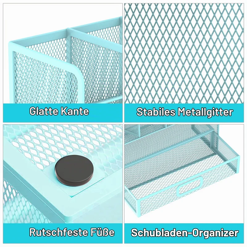 SUPEASY Schreibtisch-Organizer · 25,5L x 10B x 22,5H cm · Blau