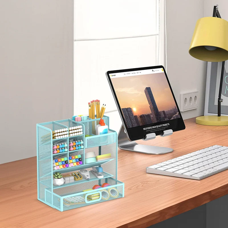 SUPEASY Schreibtisch-Organizer · 25,5L x 10B x 22,5H cm · Blau