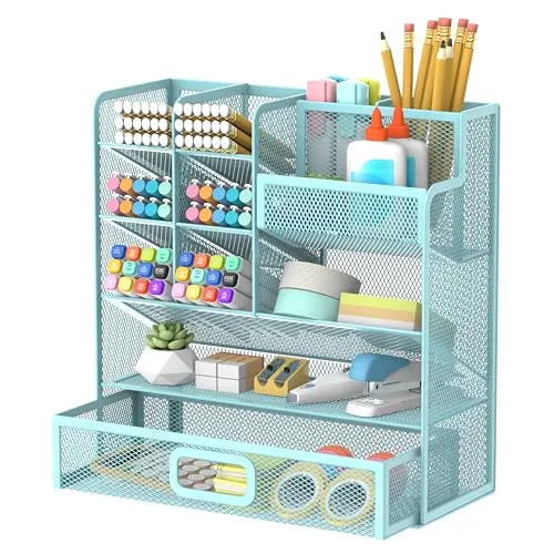 SUPEASY Schreibtisch-Organizer · 25,5L x 10B x 22,5H cm · Blau