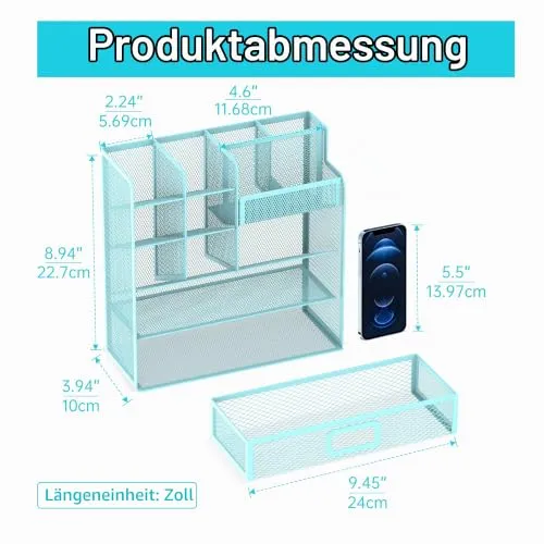 SUPEASY Schreibtisch-Organizer · 25,5L x 10B x 22,5H cm · Blau