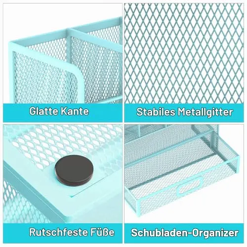 SUPEASY Schreibtisch-Organizer · 25,5L x 10B x 22,5H cm · Blau