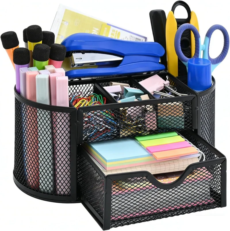 YIWONFU Schreibtisch-Organizer · 10,5T x 11B x 10,5H cm · Schwarz