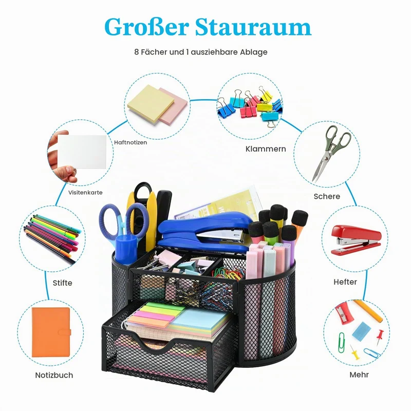 YIWONFU Schreibtisch-Organizer · 10,5T x 11B x 10,5H cm · Schwarz