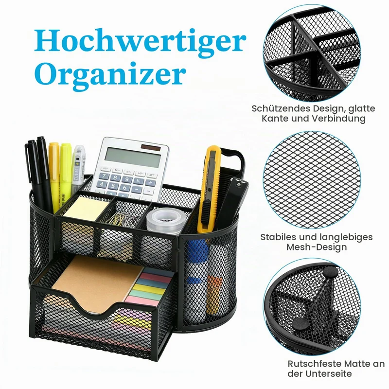 YIWONFU Schreibtisch-Organizer · 10,5T x 11B x 10,5H cm · Schwarz
