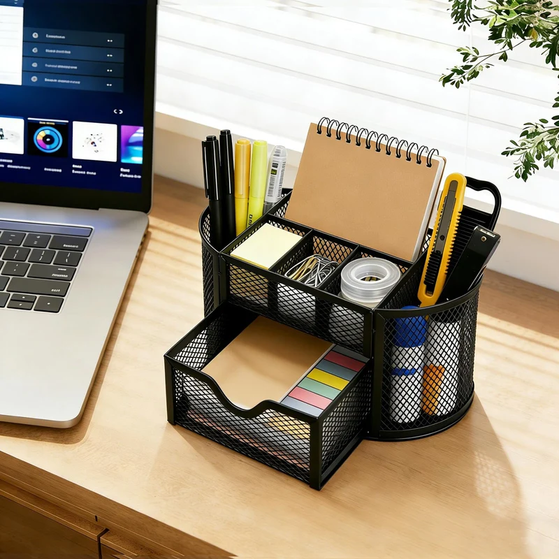 YIWONFU Schreibtisch-Organizer · 10,5T x 11B x 10,5H cm · Schwarz
