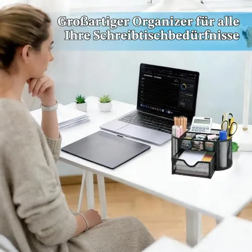 YIWONFU Schreibtisch-Organizer · 10,5T x 11B x 10,5H cm · Schwarz