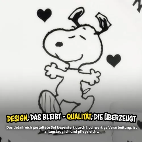 United Labels Snoopy Frühstücksset Kinder, Snoopy yumm, Geschirr Set Porzellan, 3-teilig mit Teller, Schale und Tasse, spülmaschinenfest und mikrowellengeeignet