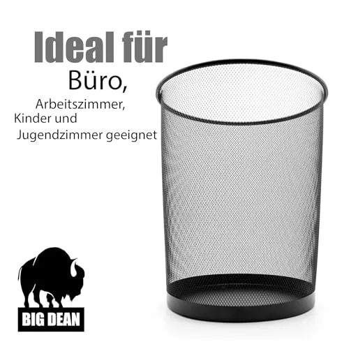 BigDean Papierkorb Mülleimer Schwarz 20L Draht vielseitiger Mülleimer
