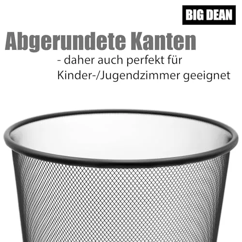 BigDean Papierkorb Mülleimer Schwarz 20L Draht vielseitiger Mülleimer