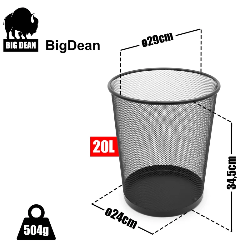 BigDean Papierkorb Mülleimer Schwarz 20L Draht vielseitiger Mülleimer