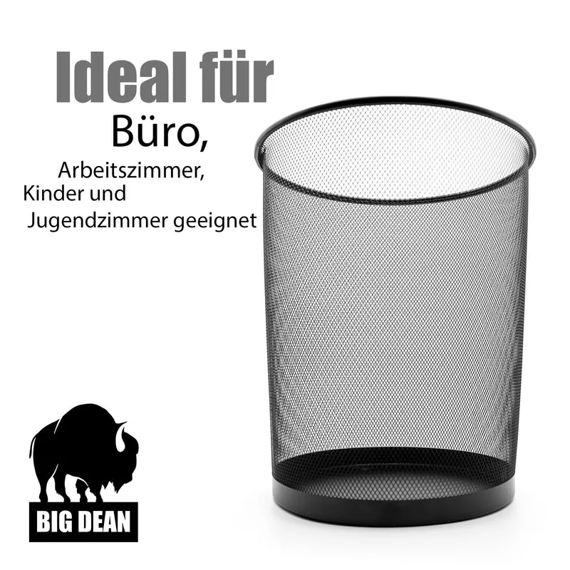 BigDean Papierkorb Mülleimer Schwarz 20L Draht vielseitiger Mülleimer