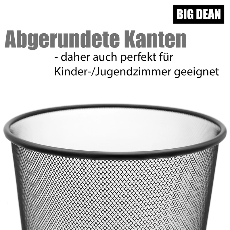 BigDean Papierkorb Mülleimer Schwarz 20L Draht vielseitiger Mülleimer
