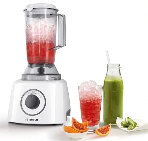 Bosch Kompakt-Küchenmaschine Multi Talent 3, 30 Funktionen, Universalmesser, Schneide/ Raspeln, Schlagscheibe, Rührschüssel 2,3 L, Mixer 1,0 L, weiß, 800 W, kleine Küchenmaschine, MCM3200W