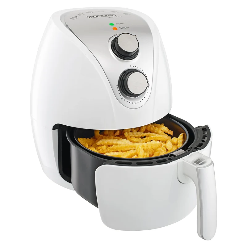 MONZANA® Heißluftfritteuse 3,6L Edelstahl - Air Fryer Mit Antihaftbeschichtung, Timereinstellung, Temperatureinstellung 80-200°C, 1500W, Spülmaschinengeeignet, Automatische Abschaltung