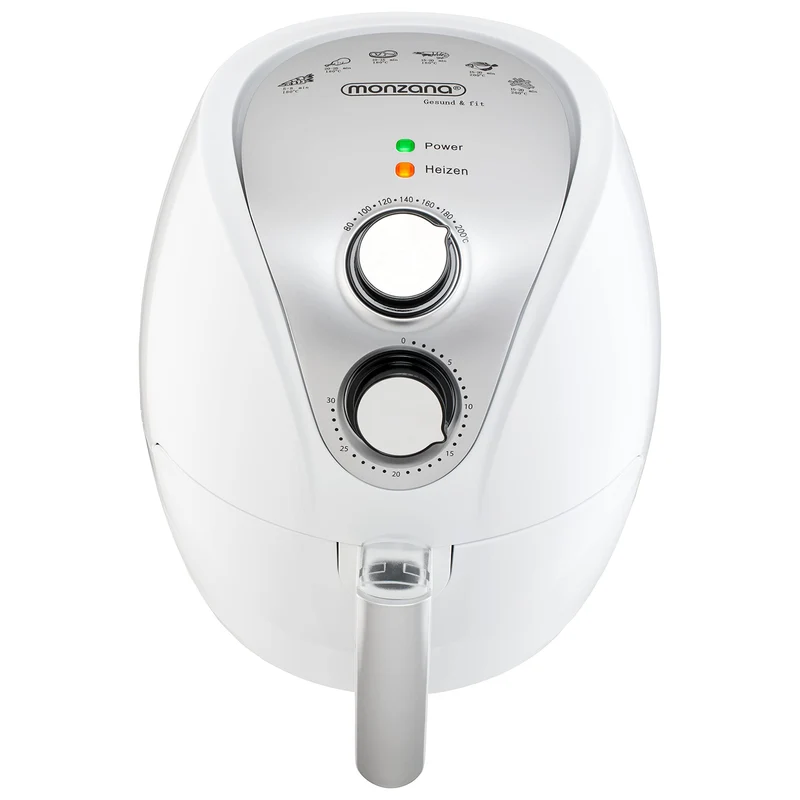 MONZANA® Heißluftfritteuse 3,6L Edelstahl - Air Fryer Mit Antihaftbeschichtung, Timereinstellung, Temperatureinstellung 80-200°C, 1500W, Spülmaschinengeeignet, Automatische Abschaltung