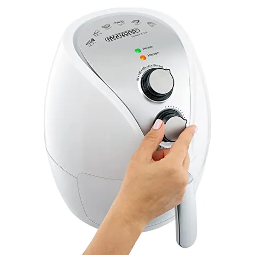 MONZANA® Heißluftfritteuse 3,6L Edelstahl - Air Fryer Mit Antihaftbeschichtung, Timereinstellung, Temperatureinstellung 80-200°C, 1500W, Spülmaschinengeeignet, Automatische Abschaltung