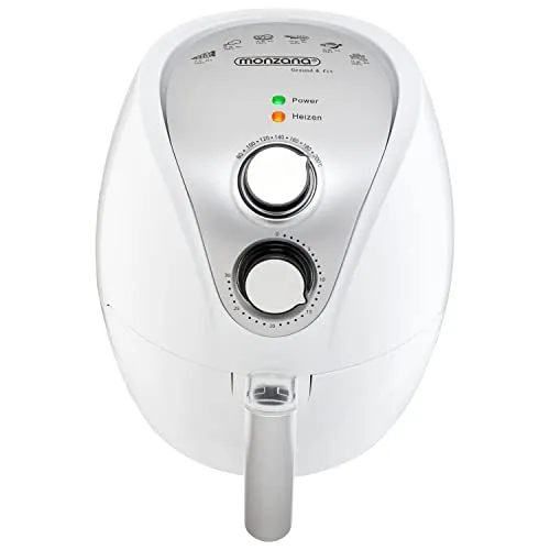 MONZANA® Heißluftfritteuse 3,6L Edelstahl - Air Fryer Mit Antihaftbeschichtung, Timereinstellung, Temperatureinstellung 80-200°C, 1500W, Spülmaschinengeeignet, Automatische Abschaltung