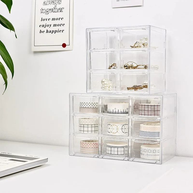 Koomiao Aufbewahrungsbox Plastik 6/9/12 Schubladen,Mini Sortierboxen Kleinteilemagazin,Klein Schubladenbox Kunststoff Desktop Aufbewahrung Organizer für Kosmetik Schmuck Schreibwaren (12 Schubladen)
