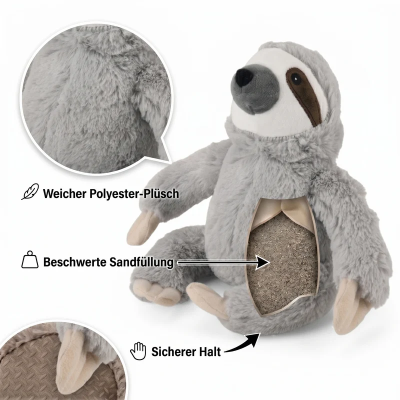 LIVMORE Koala Türstopper, Polyester mit Sandfüllung, 1 kg, 20 x 16 x 20 cm, Grau