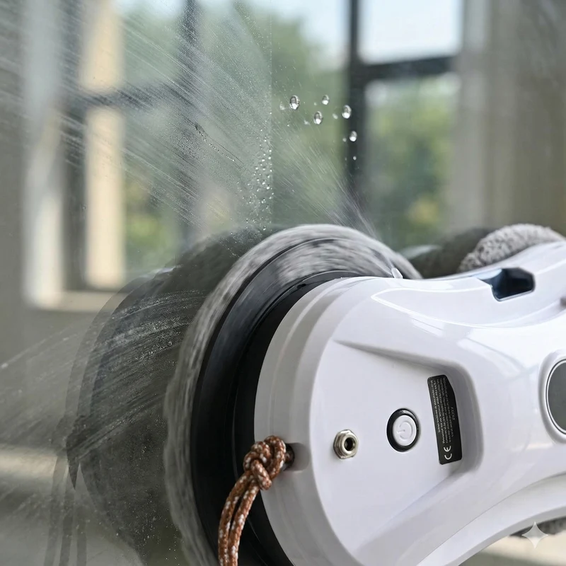 LIVMORE Elektrischer Fensterreinigungsroboter, 72W, Sprühfunktion, Fernbedienung, 29,5x14,5x9,5cm, Weiß