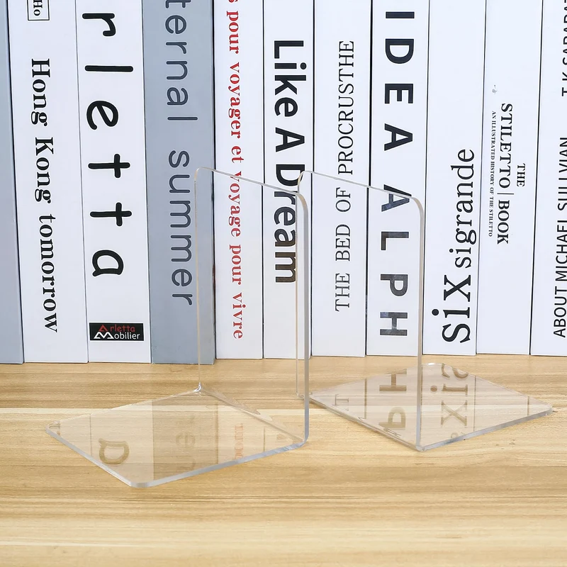 6 Pcs Buchstütze, Buchständer Buchstützen, Acryl Buchhalter Regal, Book Holder Bookends, Bücherhalter Transparente, Bücherstopper rutschfeste für Kinder, Schule, Büro, Zuhause, Bibliothek