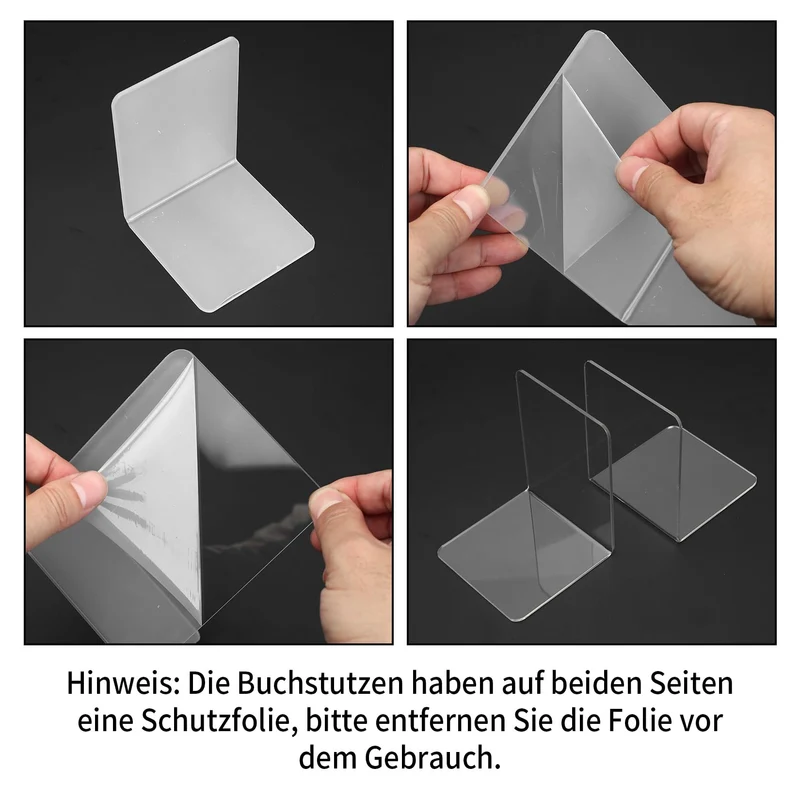 6 Pcs Buchstütze, Buchständer Buchstützen, Acryl Buchhalter Regal, Book Holder Bookends, Bücherhalter Transparente, Bücherstopper rutschfeste für Kinder, Schule, Büro, Zuhause, Bibliothek