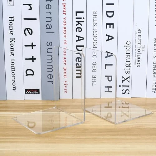 6 Pcs Buchstütze, Buchständer Buchstützen, Acryl Buchhalter Regal, Book Holder Bookends, Bücherhalter Transparente, Bücherstopper rutschfeste für Kinder, Schule, Büro, Zuhause, Bibliothek