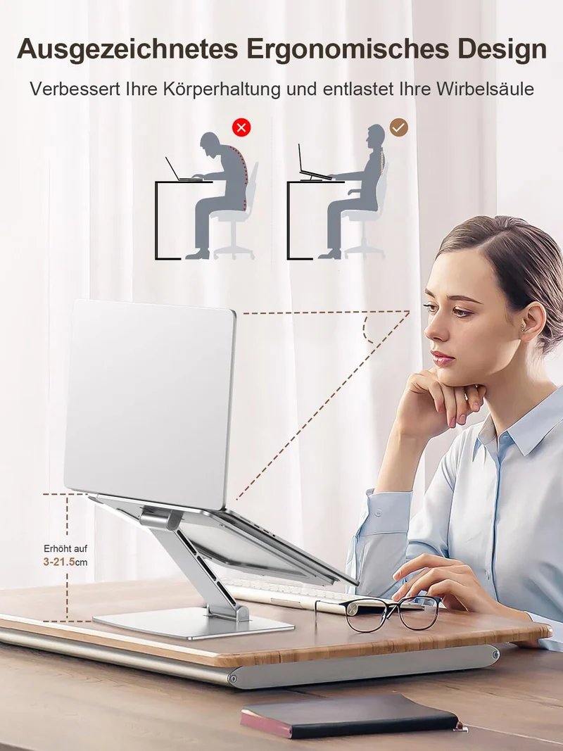 CIRYCASE Laptop Ständer Höhenverstellbar, Schnell Kühlender Laptop Stand