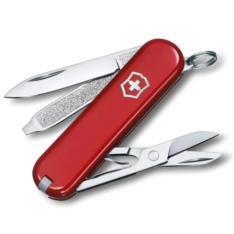 Victorinox Schweizer Taschenmesser, Klein, Classic SD, Multitool, Swiss Army Knife, Geschenk, 7 Funktionen, Klinge, Nagelfeile