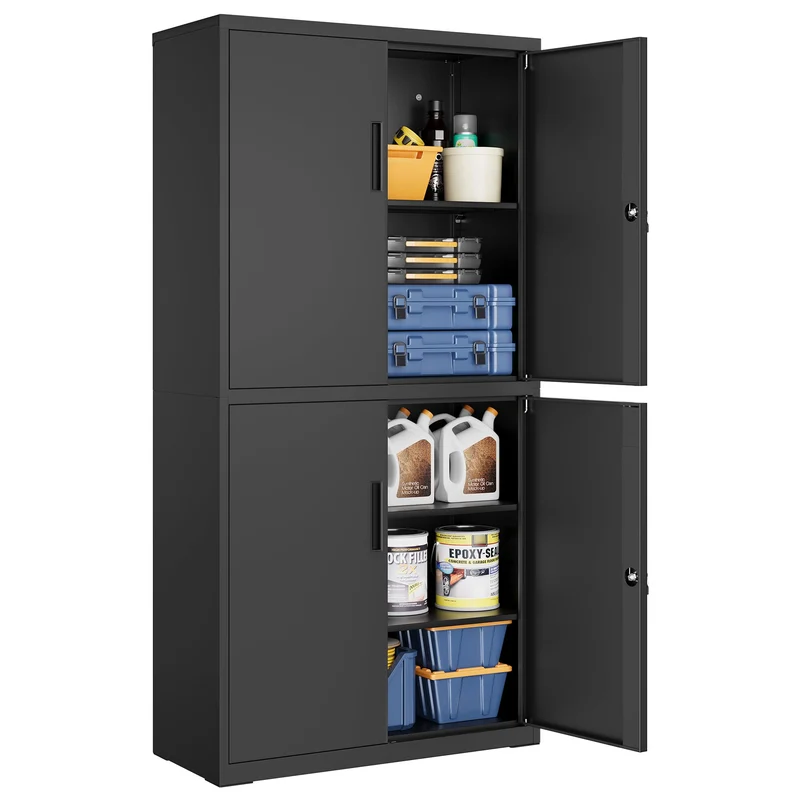 SONGMICS Aktenschrank, mit 4 Türen und 5 Ebenen, 80,1 x 40,2 x 180 cm