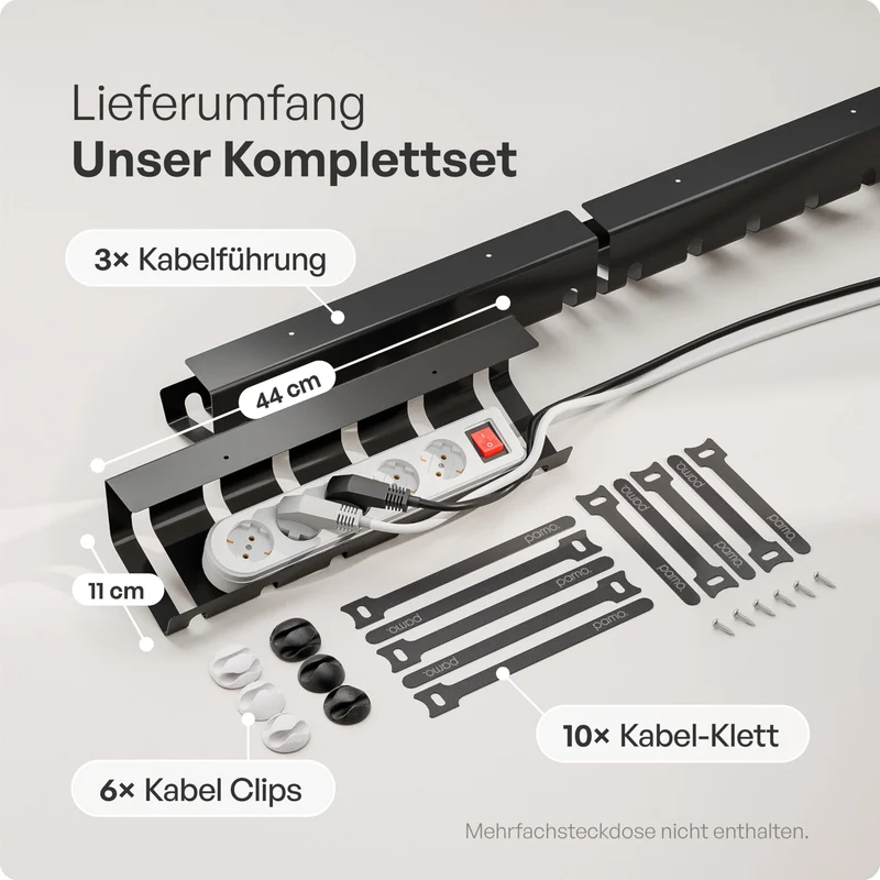 pamo Kabelorganisation · 3er Set · Schwarz