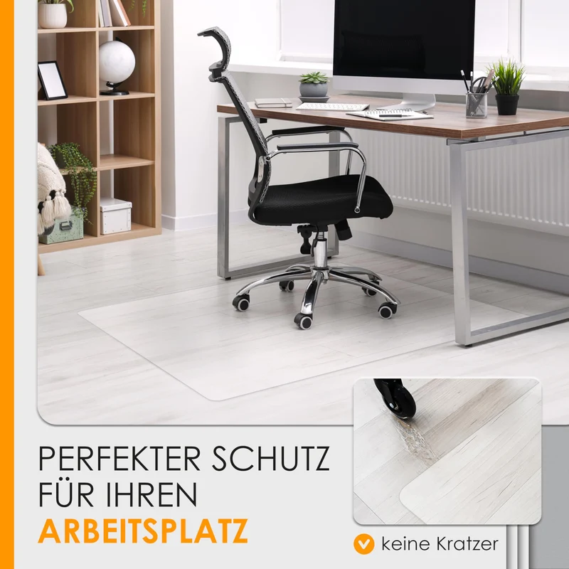 Bodenschutzmatte - Robuste Bürostuhlunterlage für Hartböden, rutschfest und Einfach zu Reinigen, Verschiedene Größen - Made in Germany (90x120cm)