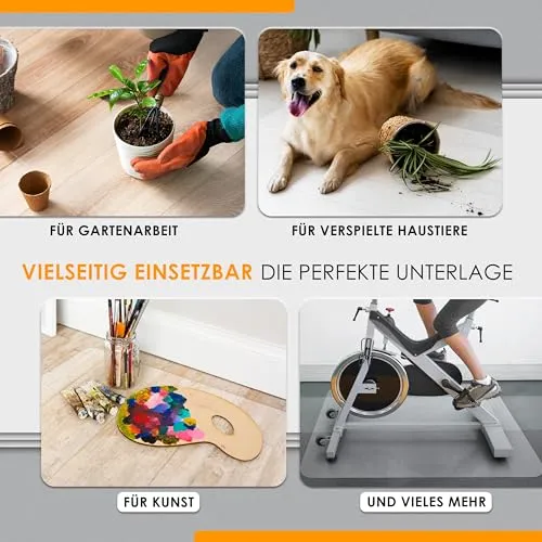 Bodenschutzmatte - Robuste Bürostuhlunterlage für Hartböden, rutschfest und Einfach zu Reinigen, Verschiedene Größen - Made in Germany (90x120cm)