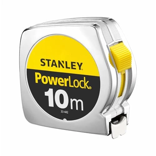 STANLEY Maßband Bandmaß Powerlock (Kunststoffgehäuse, Maßband 10 m Länge, 25 mm Breite, metrische Skalierung, Gürtelclip) 1-33-442