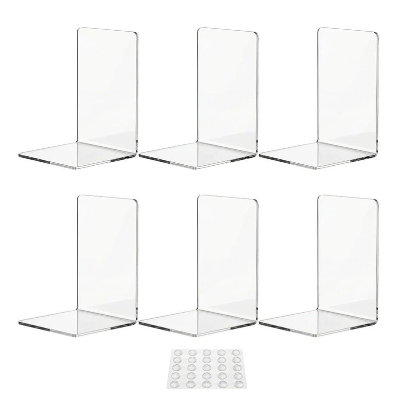 6 STK Buchstützen-Set,Bücherstützen Buchhalter Regal,mit 25rutschfeste Pads