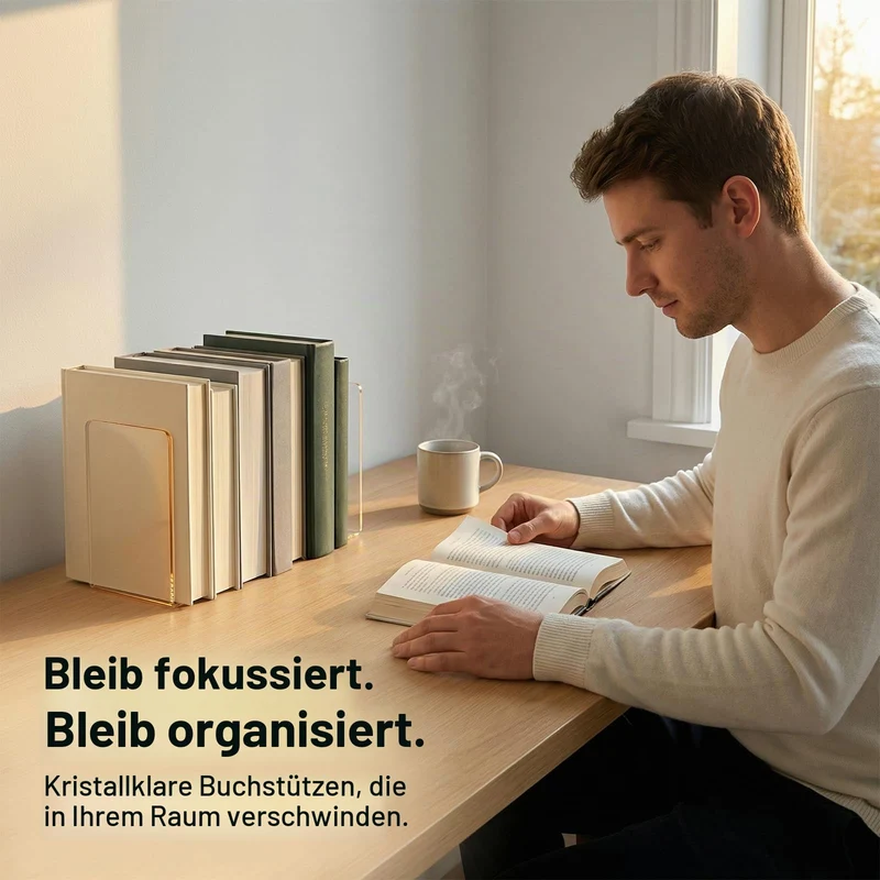 6 STK Buchstützen-Set,Bücherstützen Buchhalter Regal,mit 25rutschfeste Pads