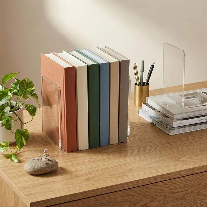 6 STK Buchstützen-Set,Bücherstützen Buchhalter Regal,mit 25rutschfeste Pads