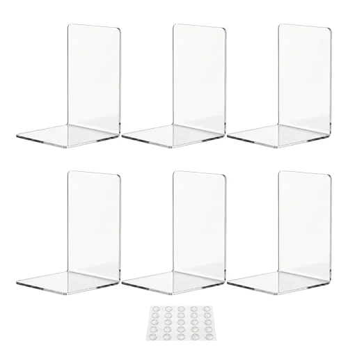 6 STK Buchstützen-Set,Bücherstützen Buchhalter Regal,mit 25rutschfeste Pads