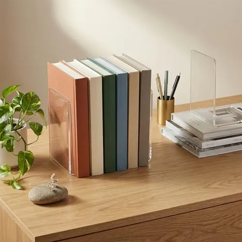 6 STK Buchstützen-Set,Bücherstützen Buchhalter Regal,mit 25rutschfeste Pads