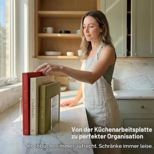 6 STK Buchstützen-Set,Bücherstützen Buchhalter Regal,mit 25rutschfeste Pads