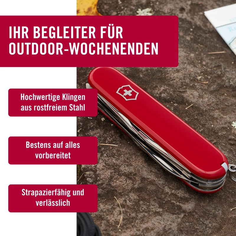 Victorinox Schweizer Taschenmesser Hiker Multitool, 13 Funktionen, Rot