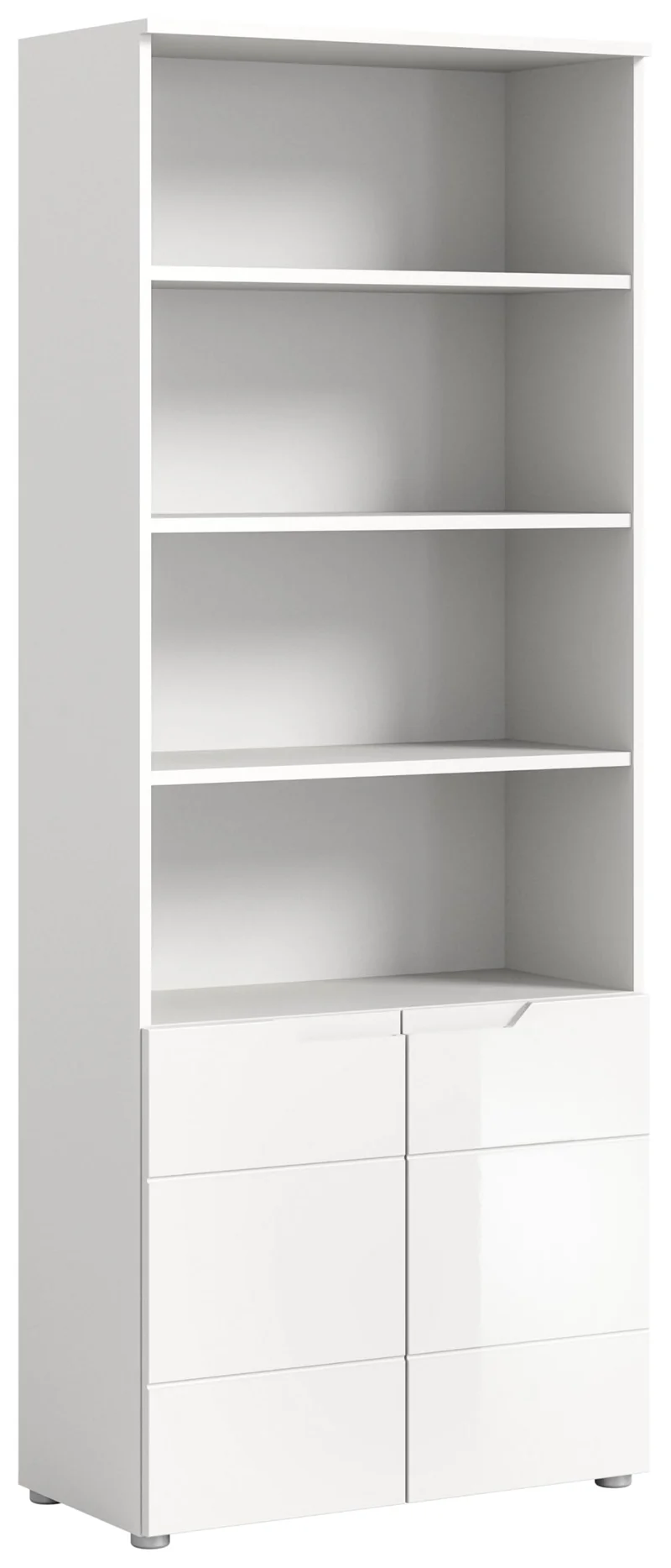 xonox.home Homeoffice Solero Büroschrank Stauraumregal Büro-Aufbewahrung Dokumentenschrank Büromöbel in Front weiß Hochglanz tiefzieh Korpus weiß, , ca.76x193x37 cm